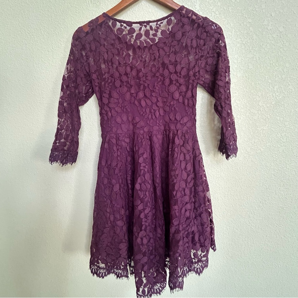 Free People Women’s Size 2 Purple Eggplant Lace Fit & Flare Cocktail Party Dress - Picture 2 of 8